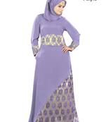 MyBatua Purple Crepe Islamic Wear For Women Arabian Style Muslim Abaya With Hijab