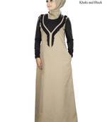 MyBatua Black Poplin Islamic Wear For Women Arabian Style Muslim Abaya With Hijab