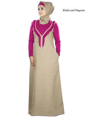 MyBatua Magenta Poplin Islamic Wear For Women Arabian Style Muslim Abaya With Hijab 1