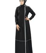 MyBatua Black Cotton Islamic Wear For Women Arabian Style Muslim Abaya With Hijab
