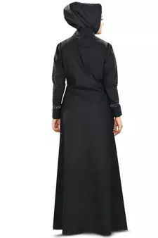 MyBatua Black Cotton Islamic Wear For Women Arabian Style Muslim Abaya With Hijab