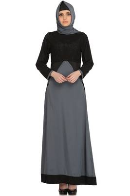 MyBatua Black Polyester Islamic Wear For Women Arabian Style Muslim Abaya With Hijab 1