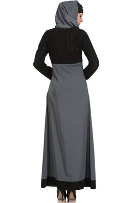 MyBatua Black Polyester Islamic Wear For Women Arabian Style Muslim Abaya With Hijab 2