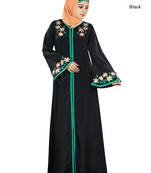 MyBatua Black  Poly Crepe Islamic Wear For Women Arabian Style Muslim Abaya With Hijab