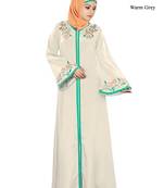 MyBatua Warm Grey Poly Crepe Islamic Wear For Women Arabian Style Muslim Abaya With Hijab