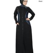 MyBatua Black  Denim Islamic Wear For Women Arabian Style Muslim Abaya With Hijab