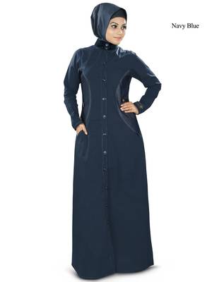 MyBatua Navy Blue  Denim Islamic Wear For Women Arabian Style Muslim Abaya With Hijab 1