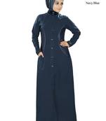 MyBatua Navy Blue  Denim Islamic Wear For Women Arabian Style Muslim Abaya With Hijab