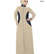 MyBatua Khaki  Denim Islamic Wear For Women Arabian Style Muslim Abaya With Hijab