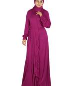 MyBatua Magenta Viscose Islamic Wear For Women Arabian Style Muslim Abaya With Hijab