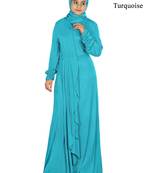 MyBatua Turqoise Viscose Islamic Wear For Women Arabian Style Muslim Abaya With Hijab