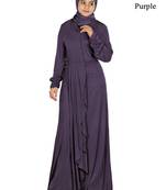MyBatua Purple Viscose Islamic Wear For Women Arabian Style Muslim Abaya With Hijab