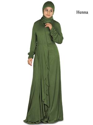 MyBatua Henna Viscose Islamic Wear For Women Arabian Style Muslim Abaya With Hijab 1