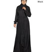 MyBatua Black Viscose Islamic Wear For Women Arabian Style Muslim Abaya With Hijab