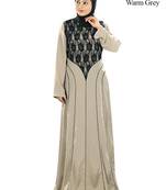 MyBatua Warm Grey Polyester Islamic Wear For Women Arabian Style Muslim Abaya With Hijab