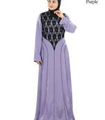 MyBatua Purple Polyester Islamic Wear For Women Arabian Style Muslim Abaya With Hijab