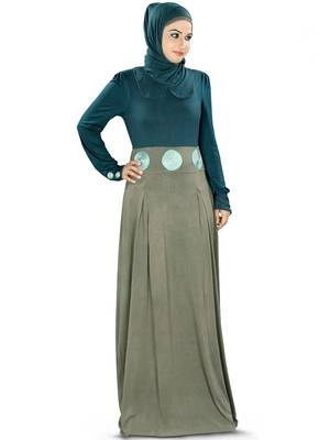 MyBatua Charcoal Viscose Islamic Wear For Women Arabian Style Muslim Abaya With Hijab 1