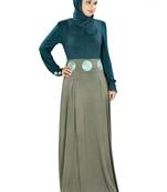 MyBatua Charcoal Viscose Islamic Wear For Women Arabian Style Muslim Abaya With Hijab