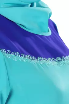 MyBatua Turquoise Poly Georgette Islamic Wear For Women Arabian Style Muslim Abaya With Hijab