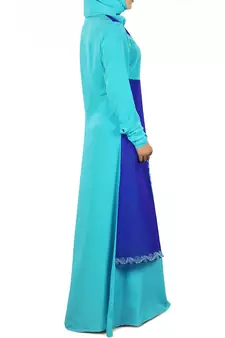 MyBatua Turquoise Poly Georgette Islamic Wear For Women Arabian Style Muslim Abaya With Hijab