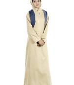 MyBatua Beige Poplin Islamic Wear For Women Arabian Style Muslim Abaya With Hijab