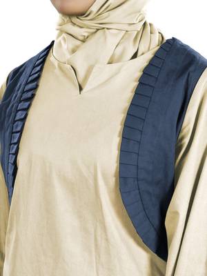 MyBatua Beige Poplin Islamic Wear For Women Arabian Style Muslim Abaya With Hijab 2