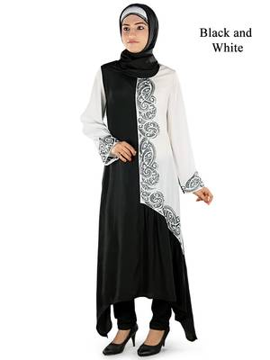 Black Polyester Arabian Pattern Abaya 1