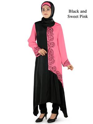 MyBatua Black Polyester Islamic Wear For Women Arabian Style Muslim Abaya With Hijab 1