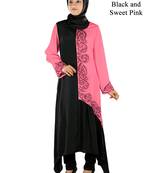 MyBatua Black Polyester Islamic Wear For Women Arabian Style Muslim Abaya With Hijab