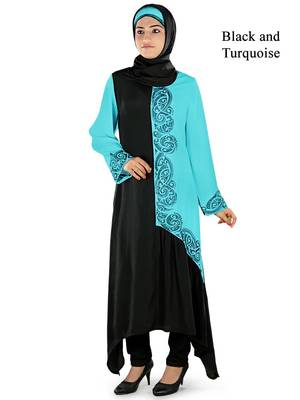 MyBatua Black Polyester Islamic Wear For Women Arabian Style Muslim Abaya With Hijab 1