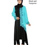 MyBatua Black Polyester Islamic Wear For Women Arabian Style Muslim Abaya With Hijab