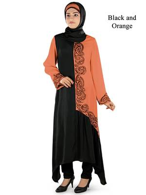 MyBatua Black Polyester Islamic Wear For Women Arabian Style Muslim Abaya With Hijab 1