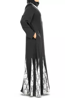 MyBatua Black And White Polyeste Islamic Wear For Women Arabian Style Muslim Abaya With Hijab