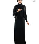 MyBatua Black Viscose Islamic Wear For Women Arabian Style Muslim Abaya With Hijab