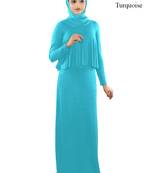 Turquoise Muslim Abaya with Hijab for Women