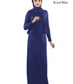 MyBatua Royal Blue Viscose Islamic Wear For Women Arabian Style Muslim Abaya With Hijab