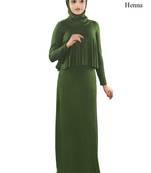 MyBatua Henna Viscose Islamic Wear For Women Arabian Style Muslim Abaya With Hijab
