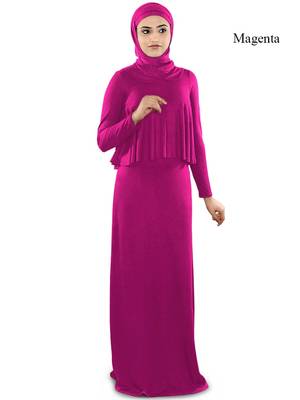 MyBatua Magenta Viscose Islamic Wear For Women Arabian Style Muslim Abaya With Hijab 1