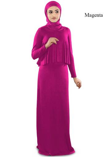 MyBatua Magenta Viscose Islamic Wear For Women Arabian Style Muslim Abaya With Hijab