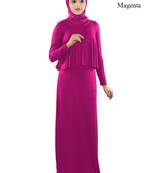 MyBatua Magenta Viscose Islamic Wear For Women Arabian Style Muslim Abaya With Hijab