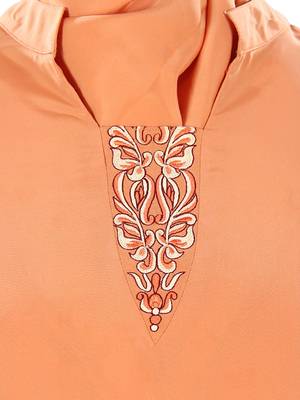 MyBatua Orange Poly Crepe Islamic Wear For Women Arabian Style Muslim Abaya With Hijab 2