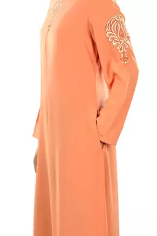 MyBatua Orange Poly Crepe Islamic Wear For Women Arabian Style Muslim Abaya With Hijab