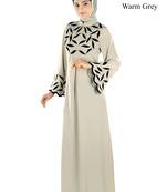 MyBatua Warm Grey Polyester Islamic Wear For Women Arabian Style Muslim Abaya With Hijab