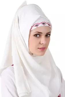 MyBatua White Polyester Islamic Wear For Women Arabian Style Muslim Abaya With Hijab