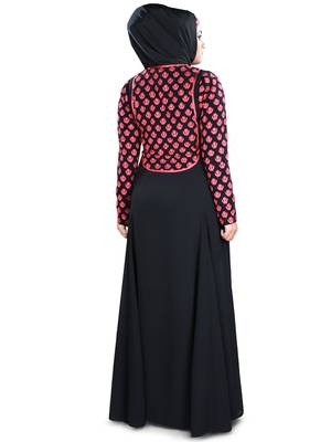 MyBatua Black Polyester Islamic Wear For Women Arabian Style Muslim Abaya With Hijab 4