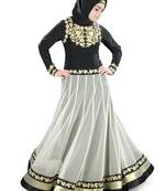MyBatua Black And White Polyester Islamic Wear For Women Arabian Style Muslim Abaya With Hijab