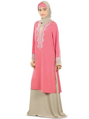 MyBatua Multicolor Poly Crepe Islamic Wear For Women Arabian Style Muslim Abaya With Hijab 1