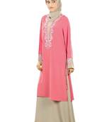 MyBatua Multicolor Poly Crepe Islamic Wear For Women Arabian Style Muslim Abaya With Hijab