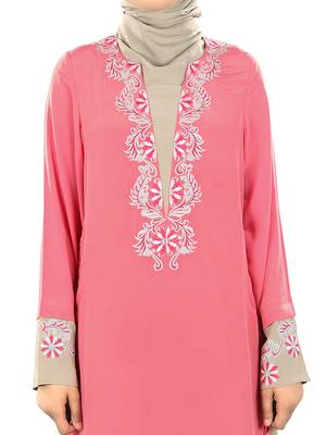 MyBatua Multicolor Poly Crepe Islamic Wear For Women Arabian Style Muslim Abaya With Hijab 2