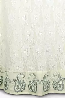 MyBatua Off White Polyester Islamic Wear For Women Arabian Style Muslim Abaya With Hijab